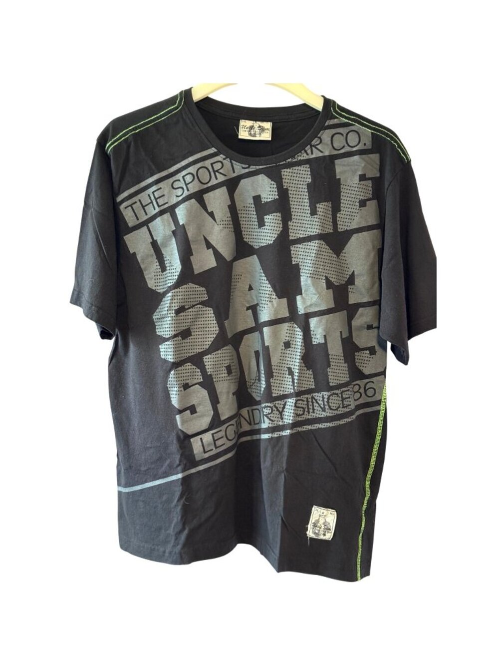 Uncle Sam Mens Black Graphic T-Shirt 100% Cotton German-Made XL Vintage